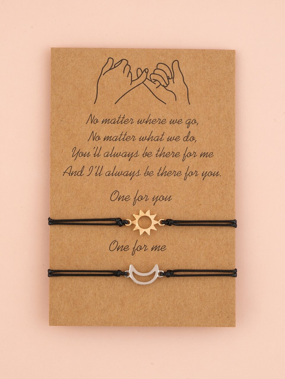 2pcs Sun & Moon Detail Bracelet