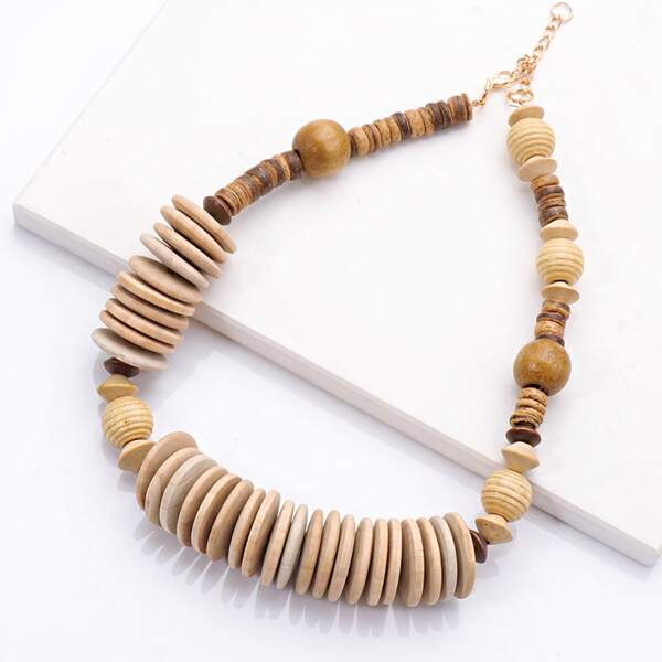 

Wood Beaded Necklace, Multicolor