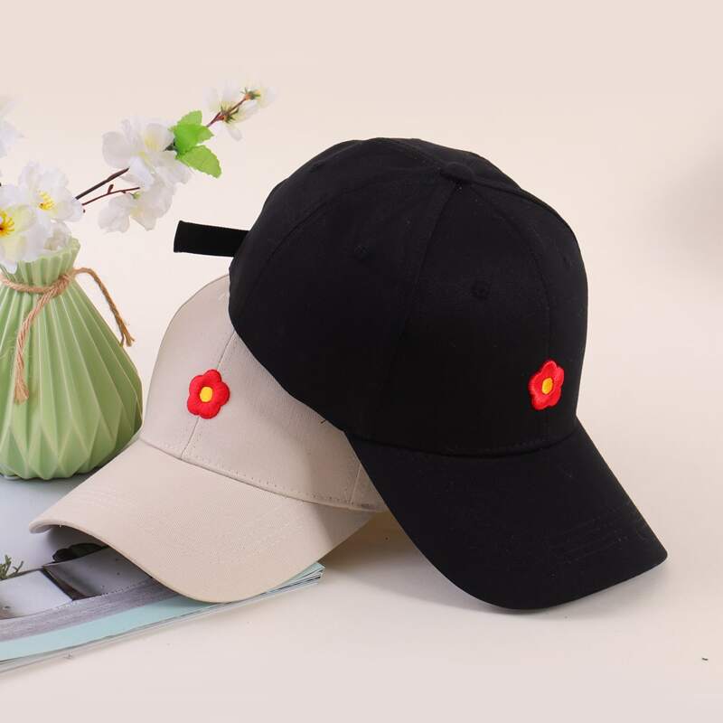 

2pcs Floral Embroidery Baseball Cap, Multicolor