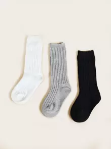 3 pares calcetines de canalé simples para niñitos - Multicolor - Ver 1