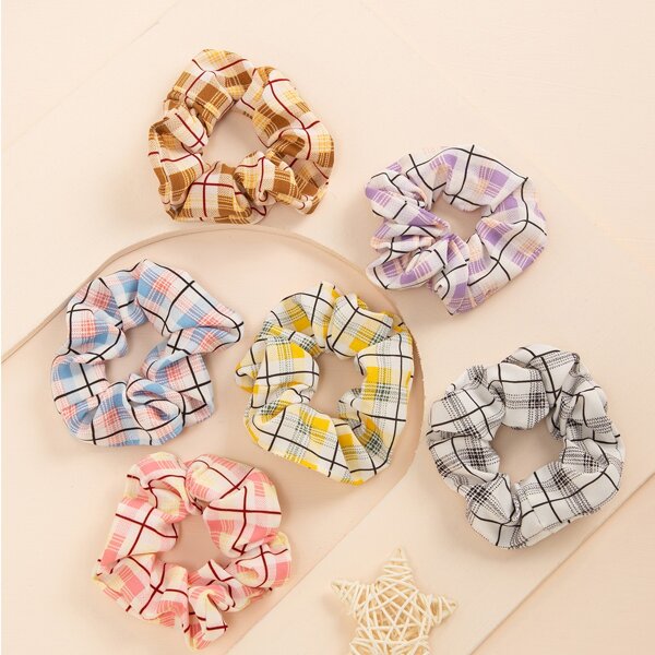 

6pcs Toddler Girls Striped Print Scrunchie, Multicolor