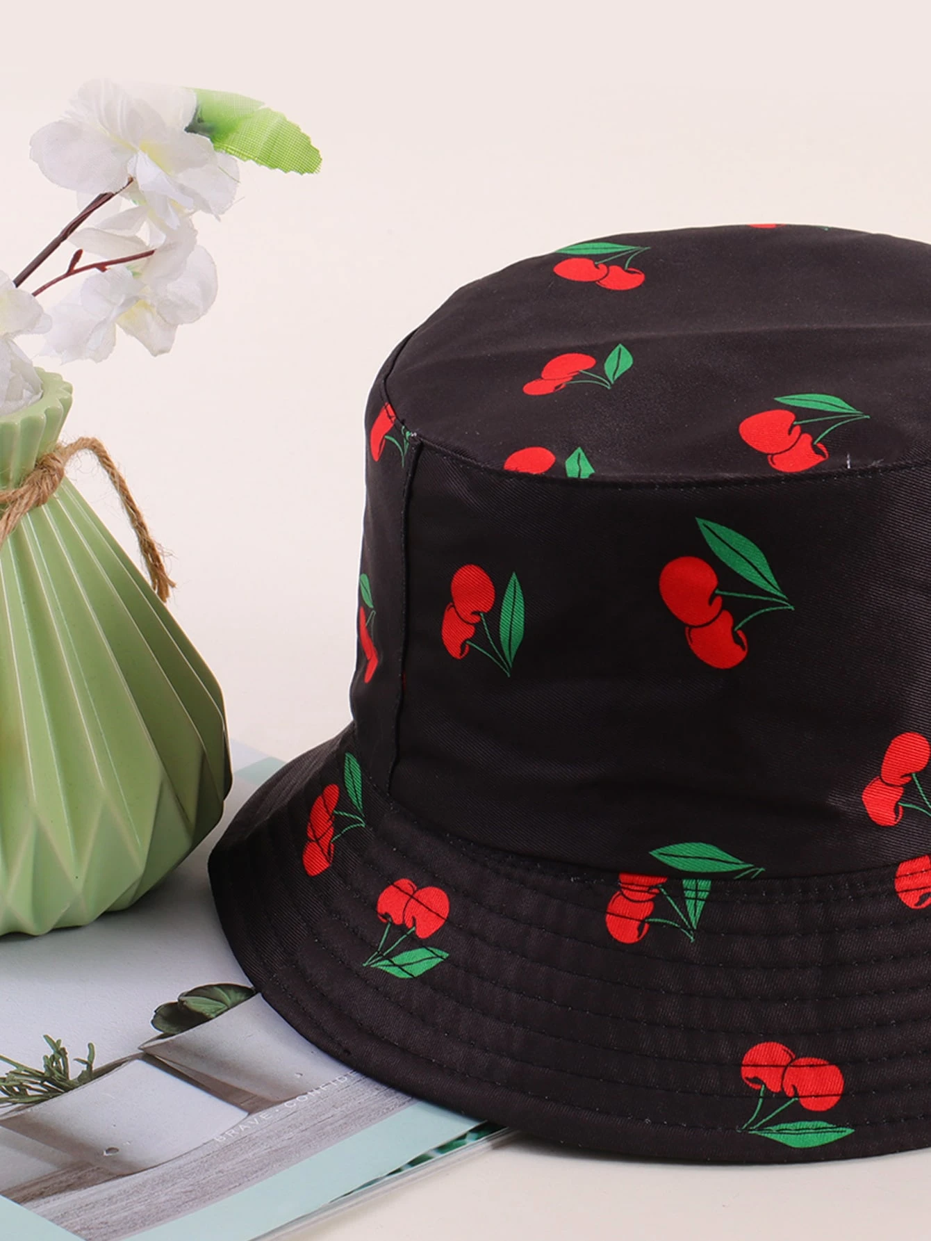 Our Cherry Print Bucket Hat is such a vibe - ROMWE