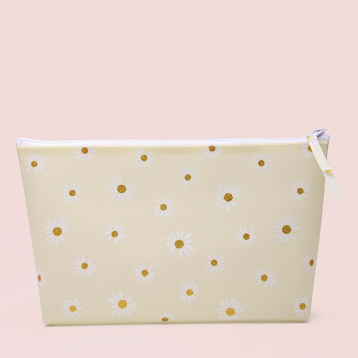 

Daisy Pattern Zipper Makeup Bag, Multicolor