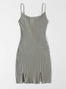 SHEIN EZwear Đầm Chia màu trơn Giải trí - Xám - Xem 3