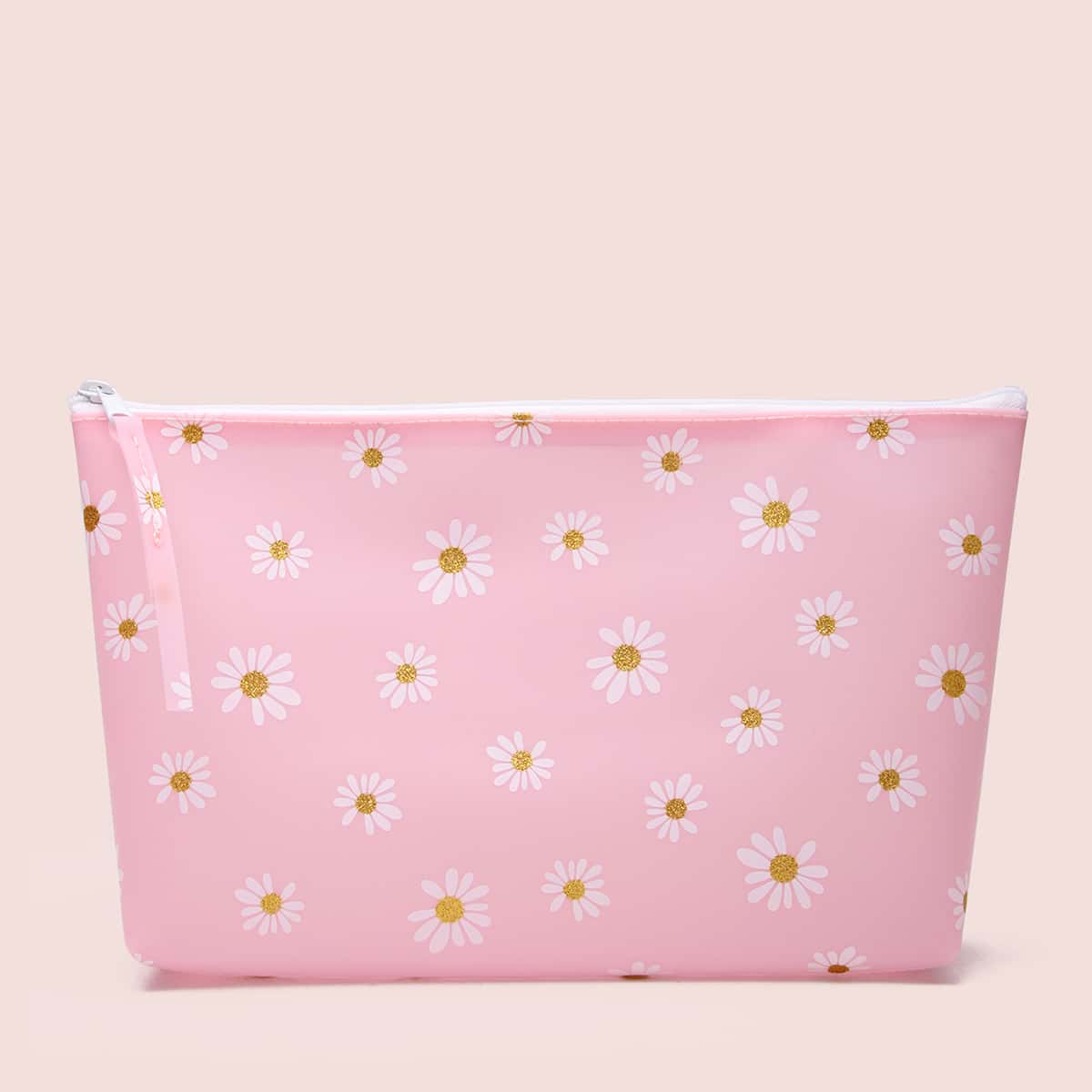 

Daisy Pattern Zipper Makeup Bag, Multicolor