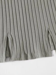 SHEIN EZwear Đầm Chia màu trơn Giải trí - Xám - Xem 5