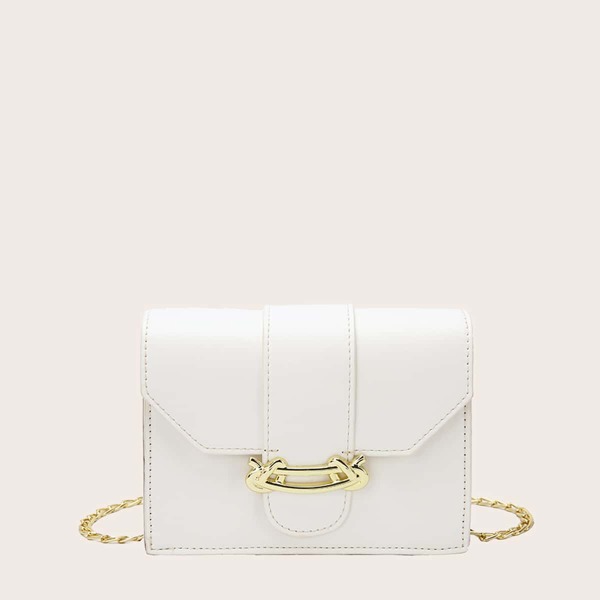 

Minimalist Flap Chain Crossbody Bag, White