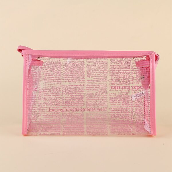 

Letter Graphic Clear Makeup Bag, Hot pink