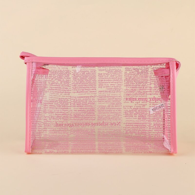 

Letter Graphic Clear Makeup Bag, Hot pink