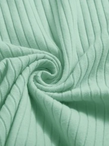SHEIN BASICS 西裝領羅紋針織包臀連衣裙 - 薄荷綠 - 查看 4