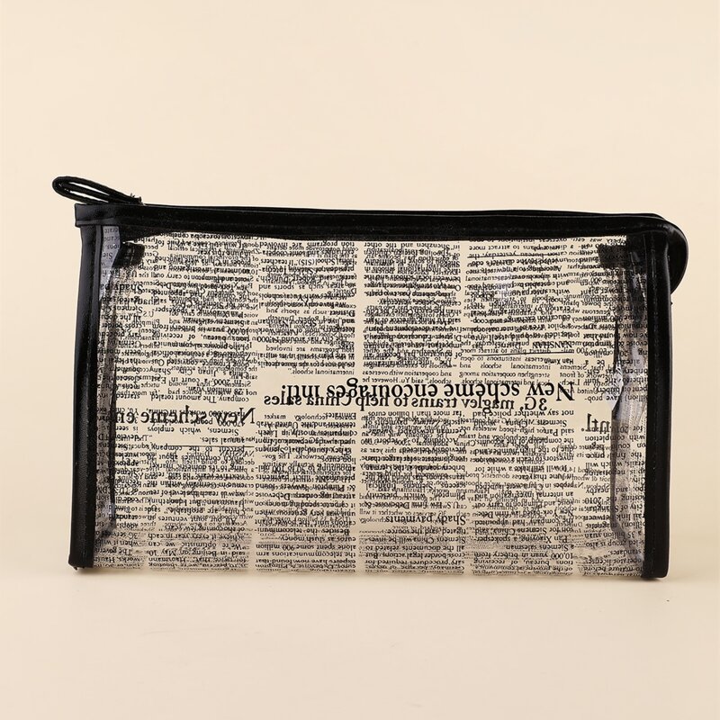 

Letter Graphic Clear Makeup Bag, Black