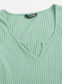SHEIN BASICS 西裝領羅紋針織包臀連衣裙 - 薄荷綠 - 查看 5