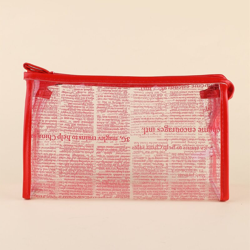 

Letter Graphic Clear Makeup Bag, Red