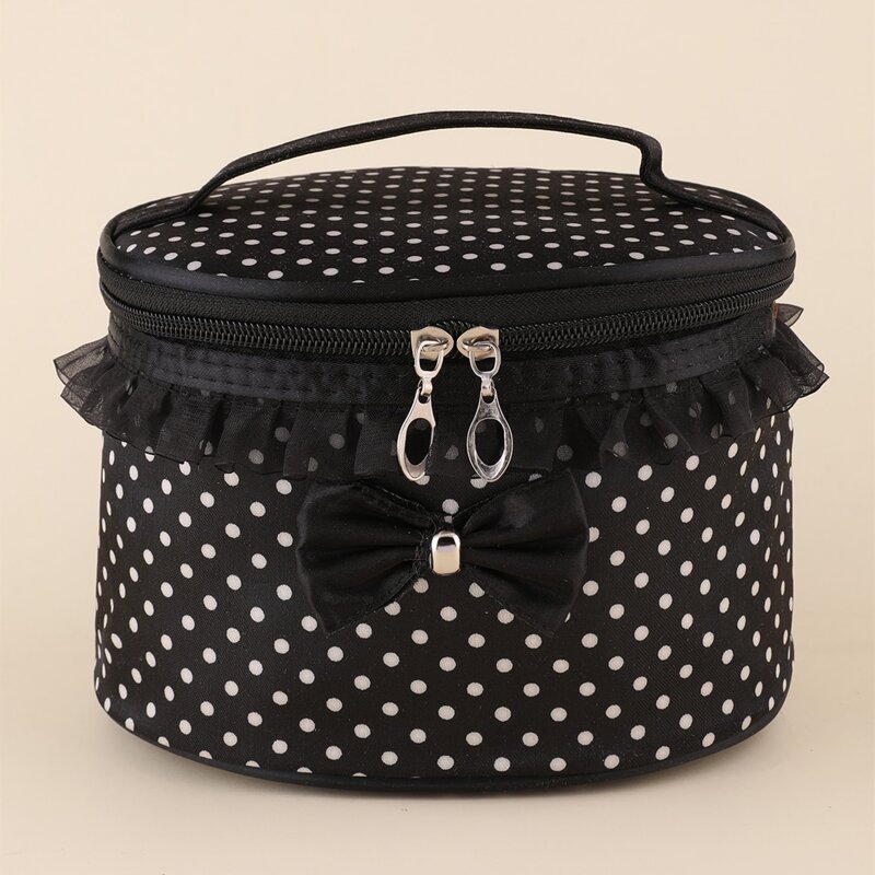 

Bow Decor Polka Dot Makeup Bag, Black
