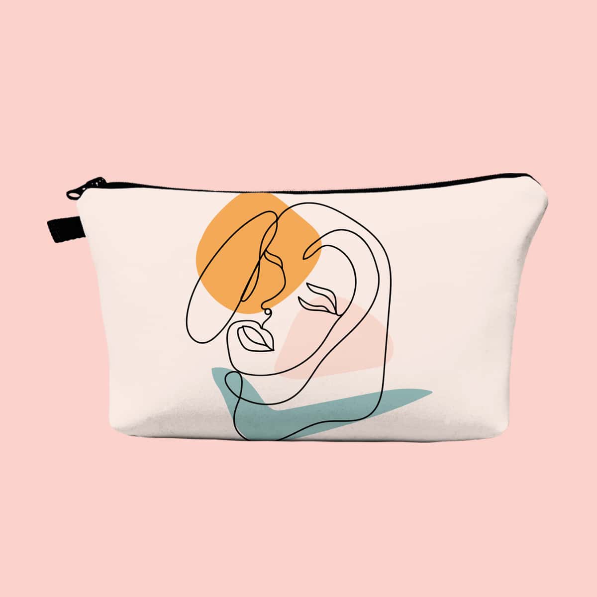 

Abstract Art Zipper Makeup Bag, Beige