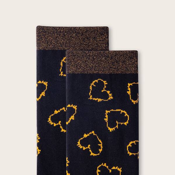 

Heart Print Ankle Socks, Black