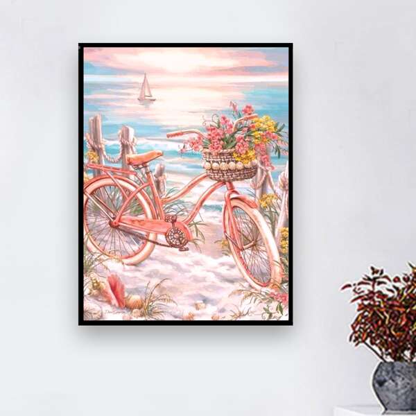 

Bicycle Print DIY Diamond Unframed Painting, Multicolor