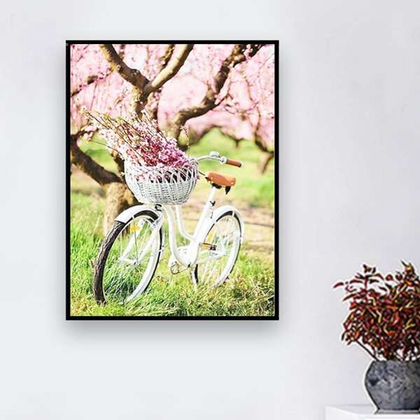 

Bicycle Print DIY Diamond Unframed Painting, Multicolor