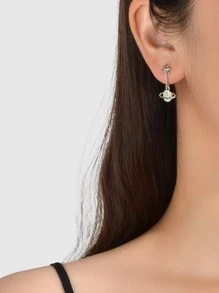 水鑽行星耳墜 - 銀色 - 查看 2