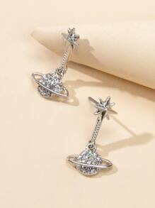 水鑽行星耳墜 - 銀色 - 查看 3