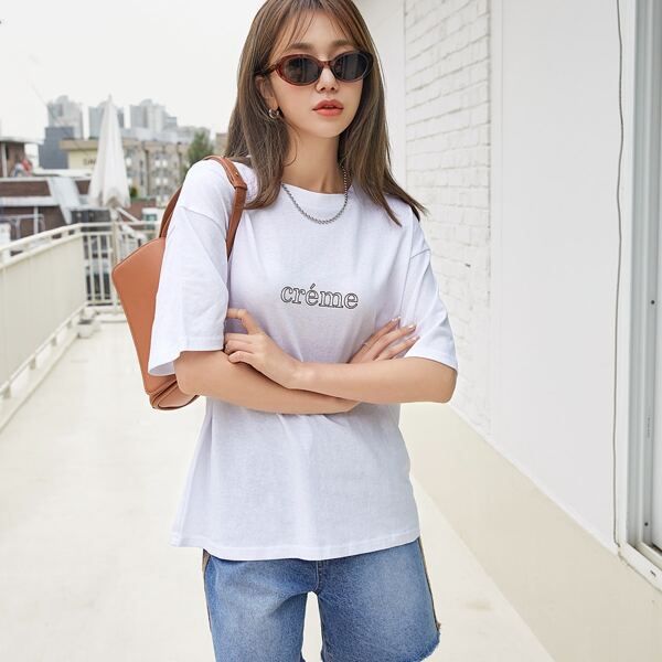 

Letter Graphic Drop Shoulder Tee, White