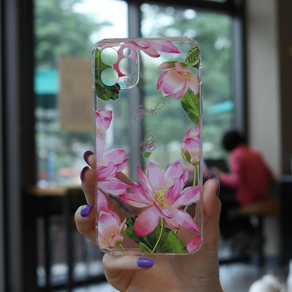 

Lotus Print Phone Case, Clear