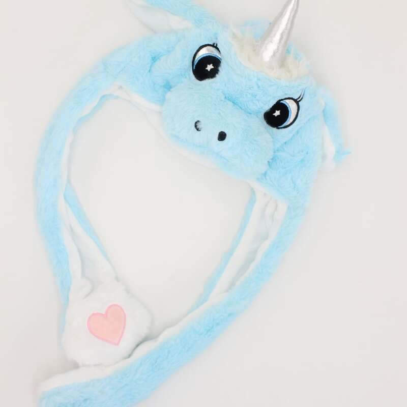

Unicorn Ear Decor Fluffy Hat, Blue