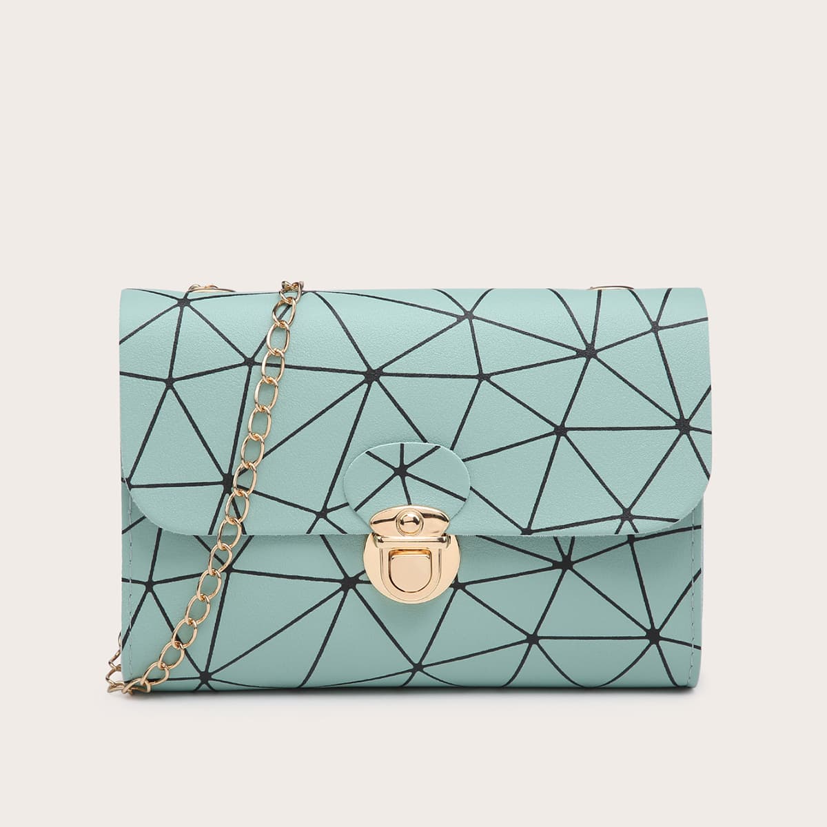

Geo Chain Crossbody Bag, Mint blue