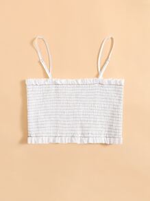 SHEIN Qutie 打褶短版吊帶上衣 - 白色 - 查看 2