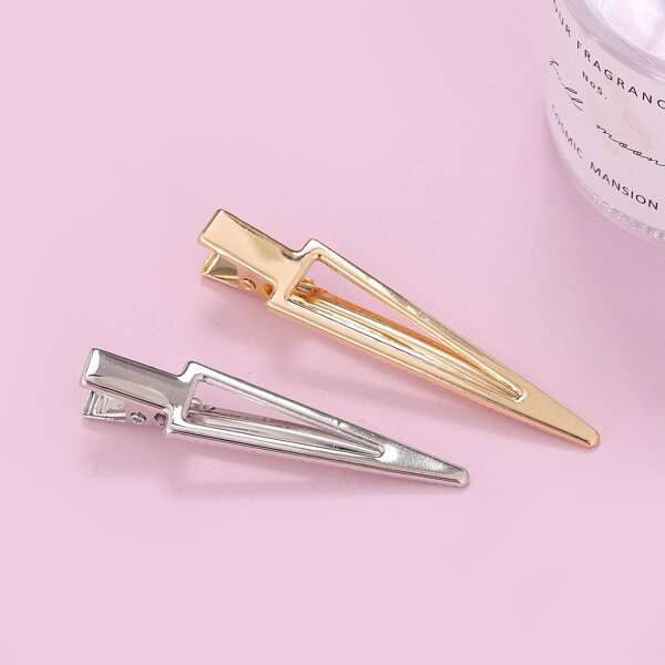 

2pcs Geometric Hair Clip, Multicolor