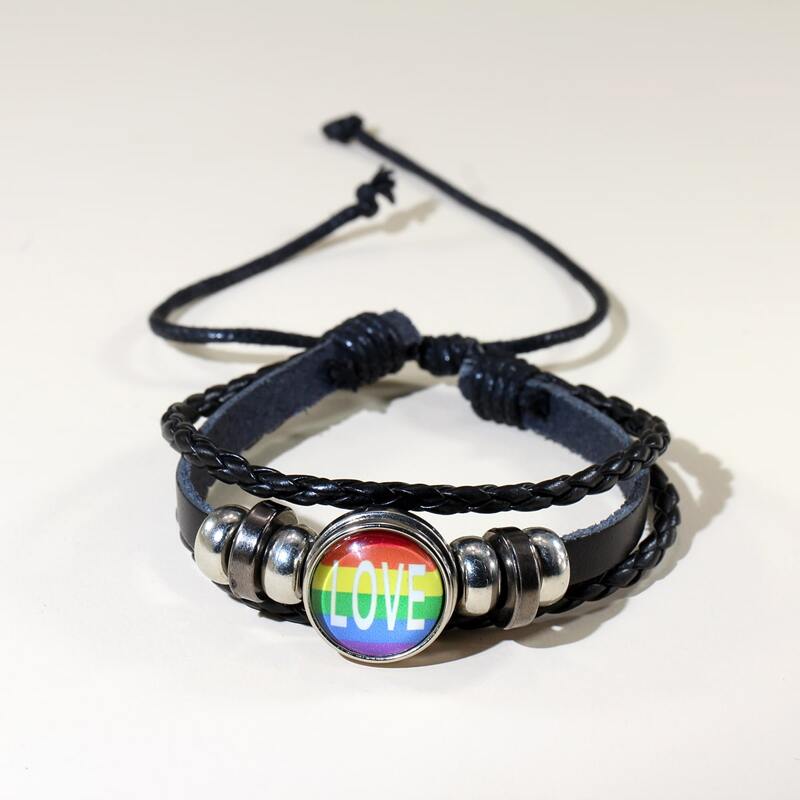 

Guys LGBT Layered Bracelet, Black