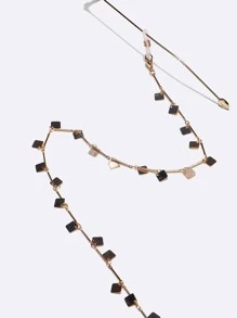 1 件方形铜质眼镜带，适合女士休闲和运动装 - 金色 - 查看 2