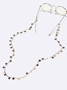 1 件方形铜质眼镜带，适合女士休闲和运动装 - 金色 - 查看 3