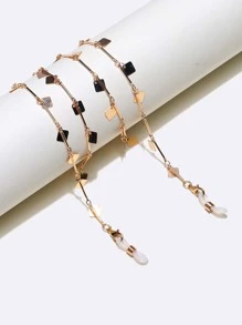 1 件方形铜质眼镜带，适合女士休闲和运动装 - 金色 - 查看 1