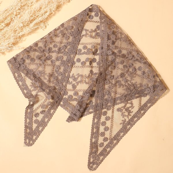 

Embroidery Detail Scarf, Mocha brown