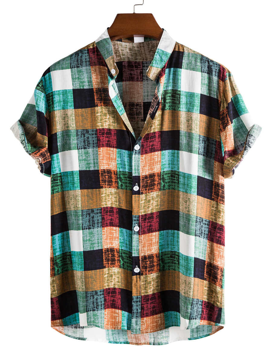 Manfinity Homme Men Plaid Print Button Front Shirt - Multicolor - View 1