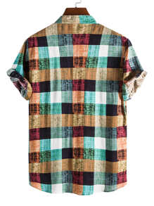 Manfinity Homme Men Plaid Print Button Front Shirt - Multicolor - View 2