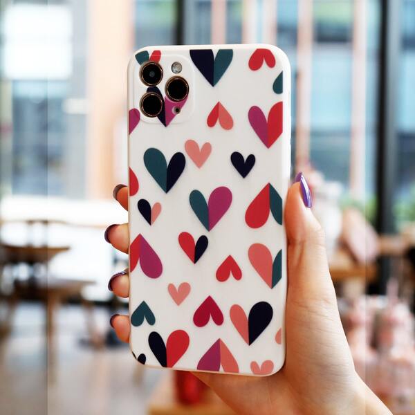 

Heart Print Phone Case, Multicolor
