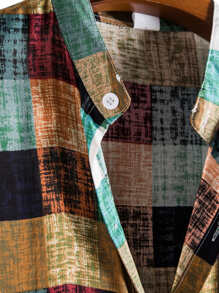 Manfinity Homme Men Plaid Print Button Front Shirt - Multicolor - View 4