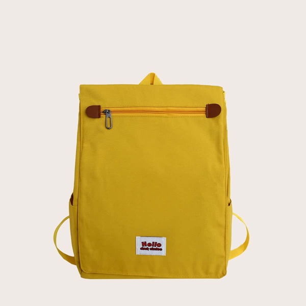 

Letter Patch Large Capacity Backpack, Yellow