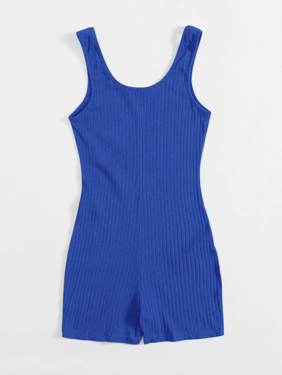 Scoop Neck Rib-knit Tank Unitard Romper