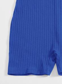 Muchica 大圓領羅紋針織背心彈力緊身連身短褲