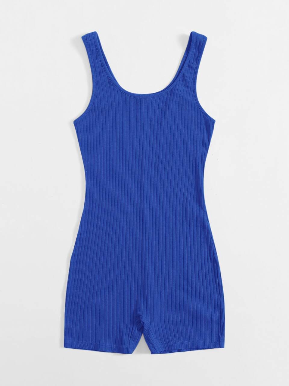 Scoop Neck Rib-knit Tank Unitard Romper