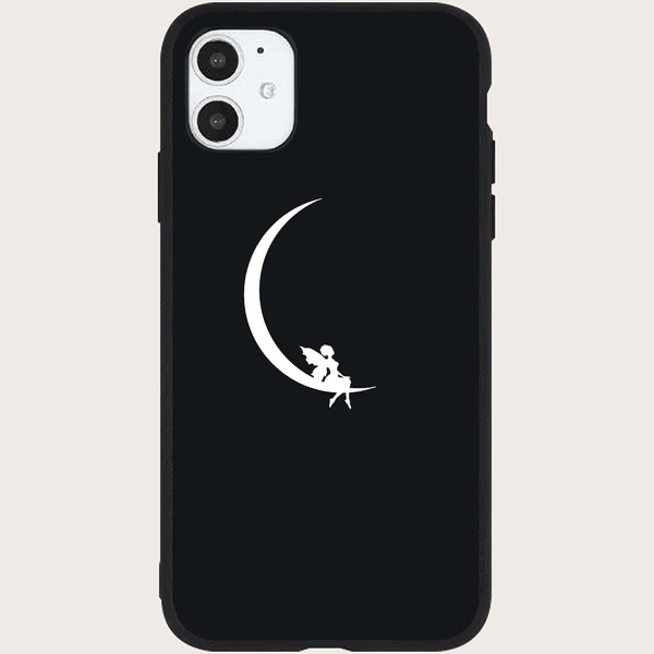 

Moon Print Phone Case, Black and white