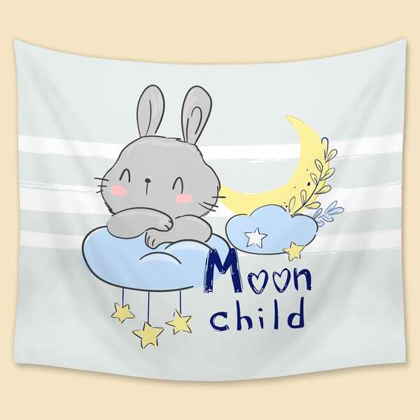 

Kids Cartoon Rabbit Print Tapestry, Multicolor