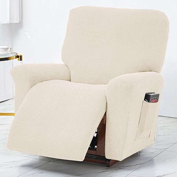 

Solid Color Stretchy Recliner Slipcover, Beige