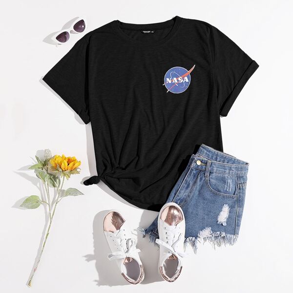 

Plus Letter Graphic Short Sleeve Tee, Black
