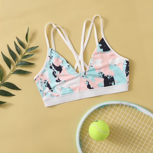 

Light Support Criss Cross Sports Bra, Multicolor