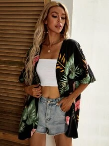 Tropical Print Kimono - Multicolor - View 6