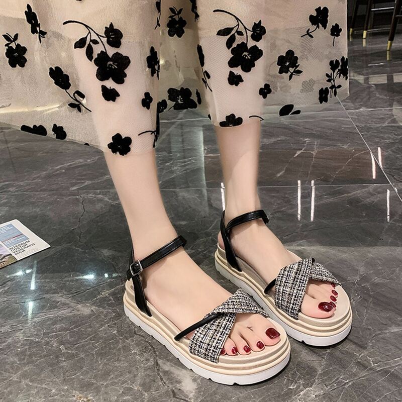 

Twist Ankle Strap Sandals, Black